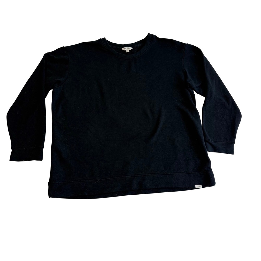 Orvis Sweatshirt Women XL Black Crewneck Modal Blend Long Sleeve Stretch Top